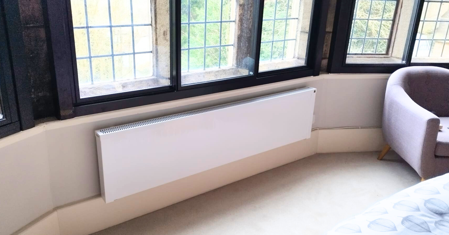 Aluminium 2500w Wall Mounted Electric Radiator - Horizontal