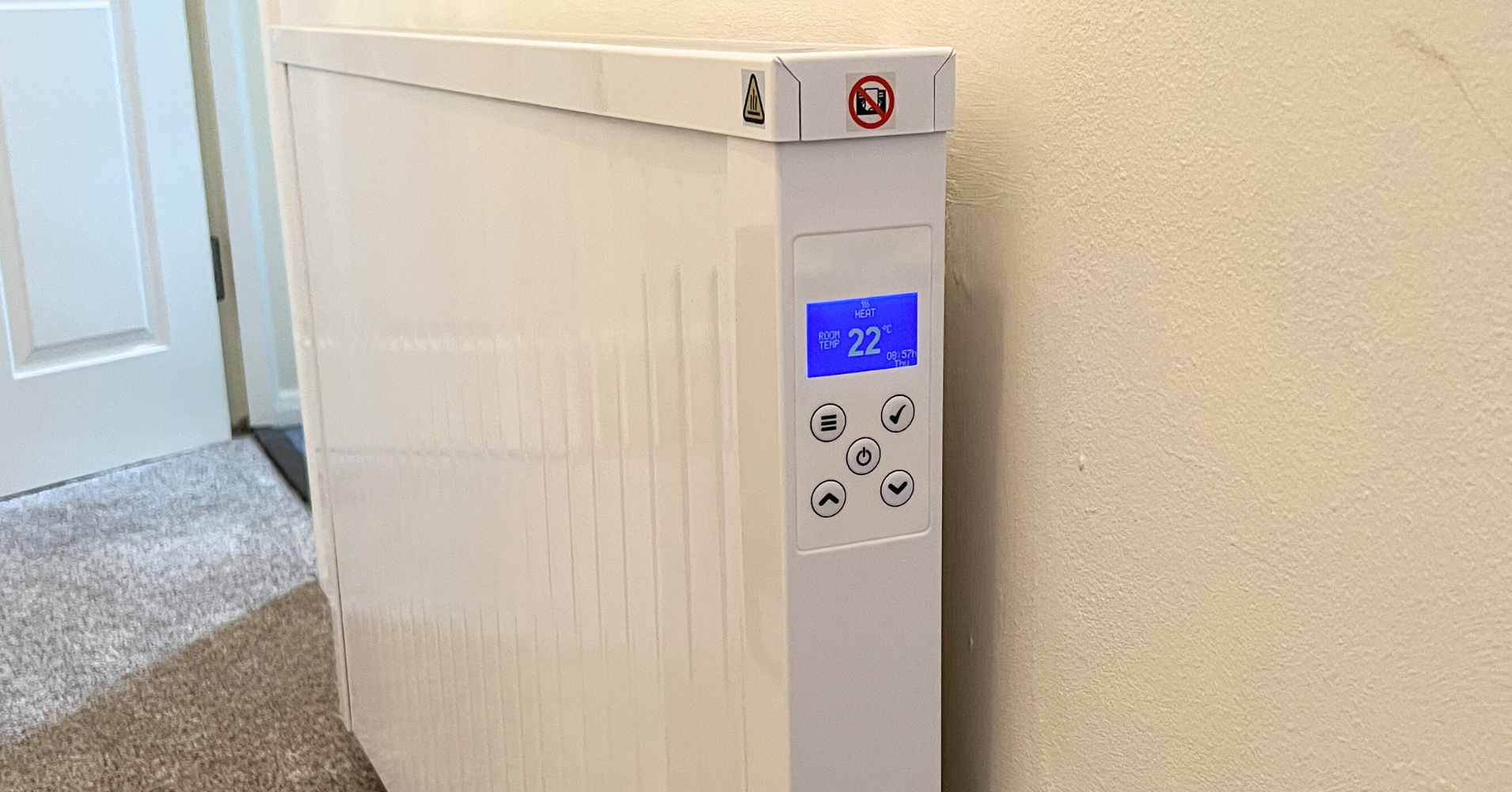 Aluminium 2500w Wall Mounted Electric Radiator - Horizontal